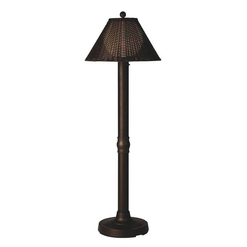 Tahiti II 60 in. Bronze Floor Lamp with Walnut Wicker Shade