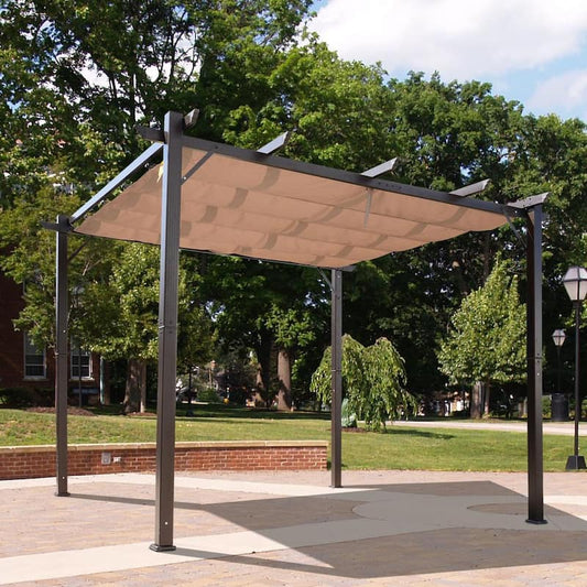 10 ft. x 10 ft. x 8 ft. Aluminum Backyard Gazebo Canopy with Water and UV Resistant Fabric Shelter and Durable Design