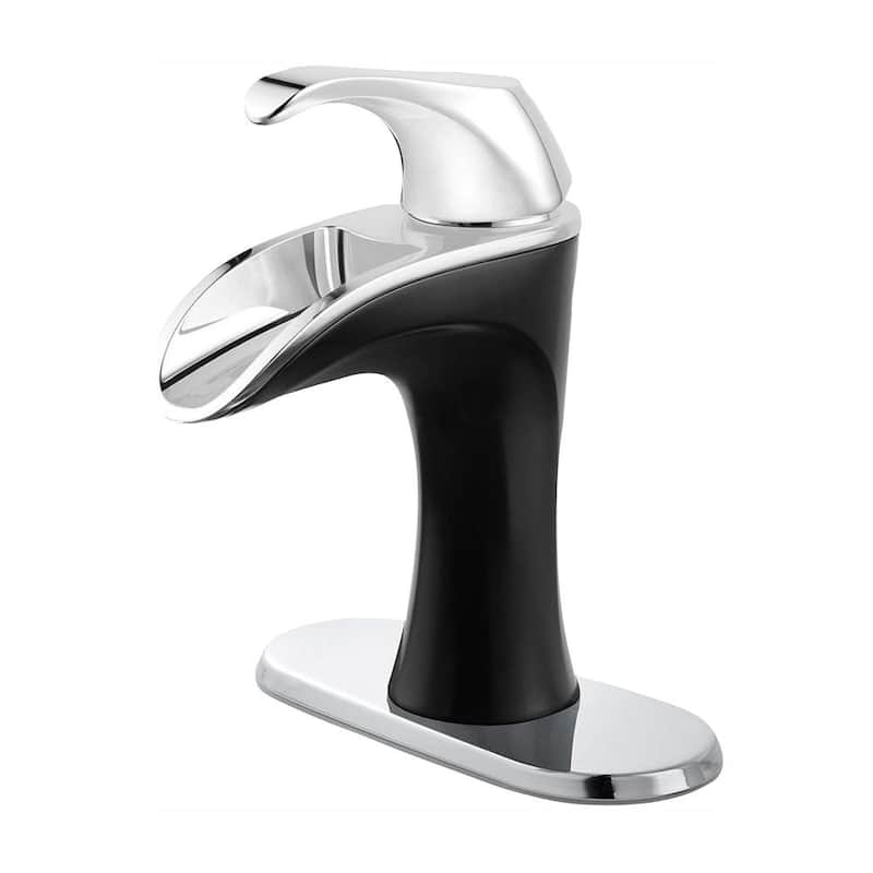 Brea 4 in. Centerset Single-Handle Bathroom Faucet in Chrome and Matte Black