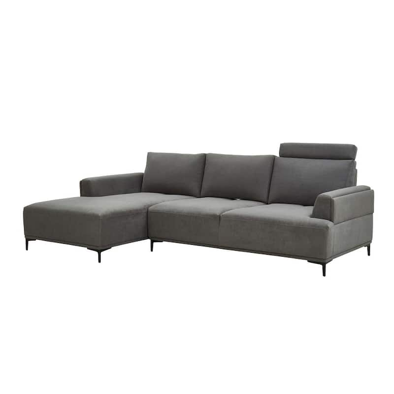 112 in Flared Arm 1 piece Suede Rectangle Sectional Sofa in Gray