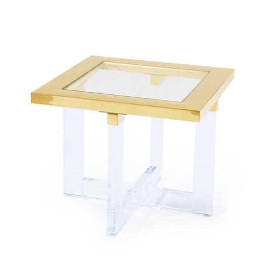 23.62 in. Vicenza Rectangular Shape Lucite White Side Table