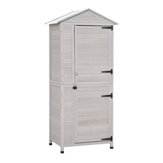 24.75 in. x 35.5 in. x 78.75 in. Grey Wooden Backyard Storage Shed