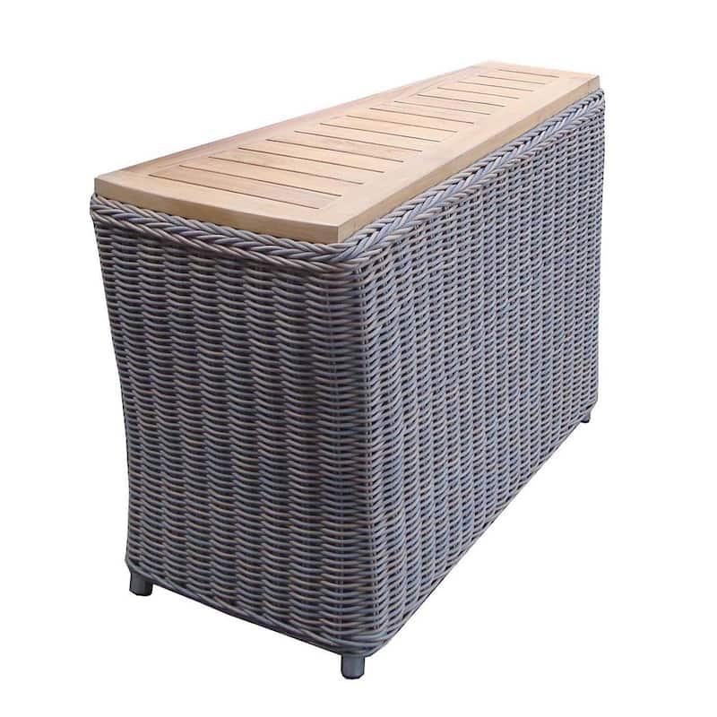 Outdoor Barbados 16.14 in. Kubu Grey Standard Rectangular Wicker End Table