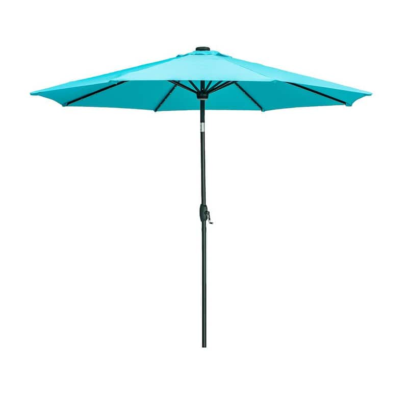 10 ft. Outdoor Patio Market Umbrella with Solar LED Lighted in Blue