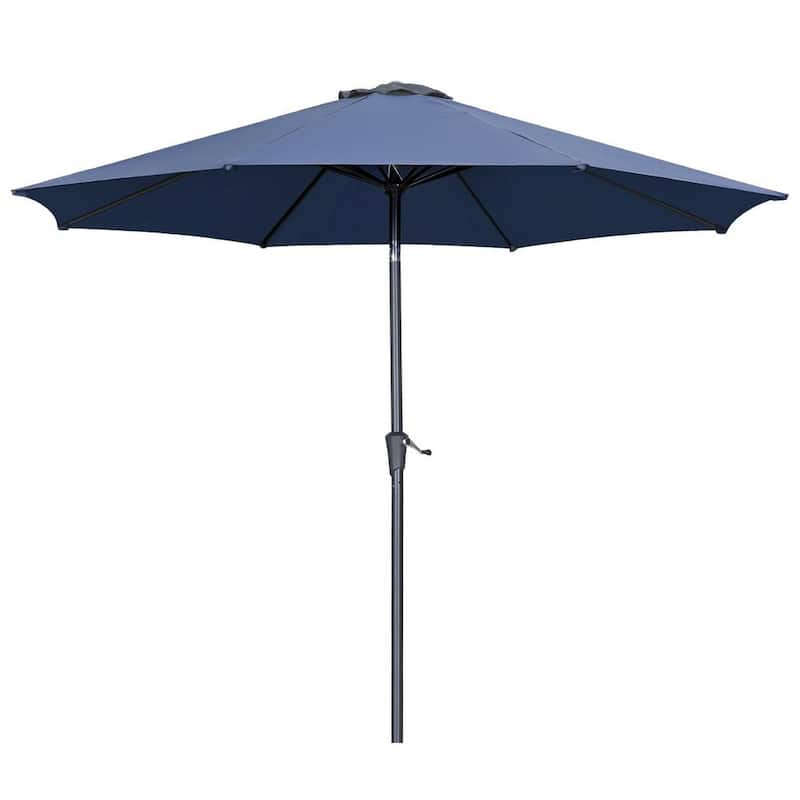 11 ft. Market Outdoor Patio Umbrella with Push Button Tilt and Crank in Navy Blue