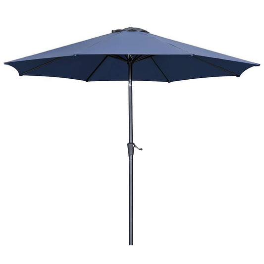 11 ft. Market Outdoor Patio Umbrella with Push Button Tilt and Crank in Navy Blue