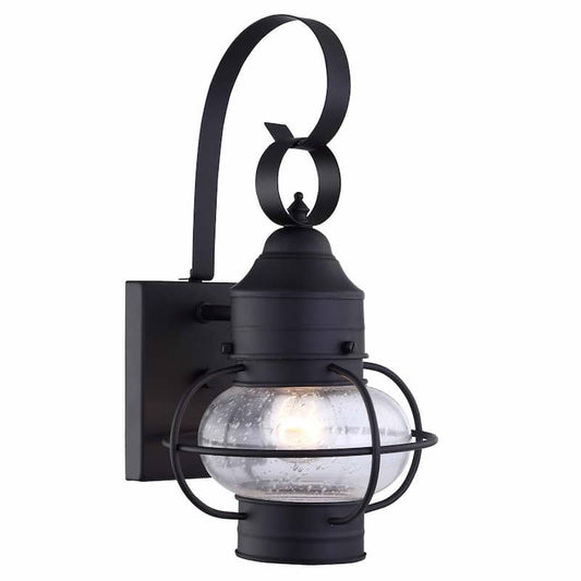 1- Light Matte Black Outdoor Wall Lantern Sconce