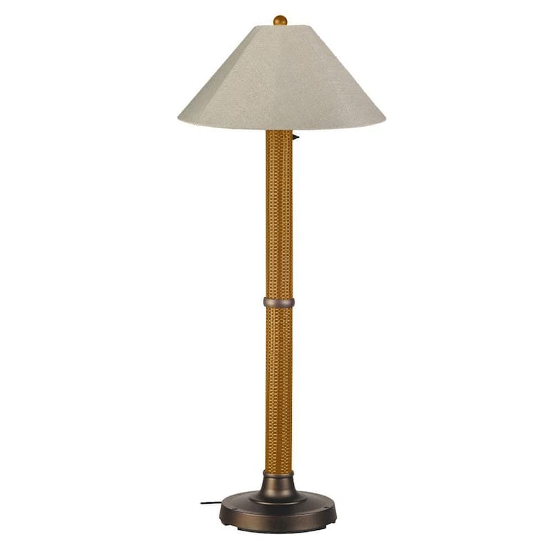 Bahama Weave 60 in. Mocha Cream Floor Lamp with Antique Beige Linen Shade