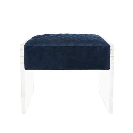 16 in. Navy Acrylic Frame Backless Velvet Stool