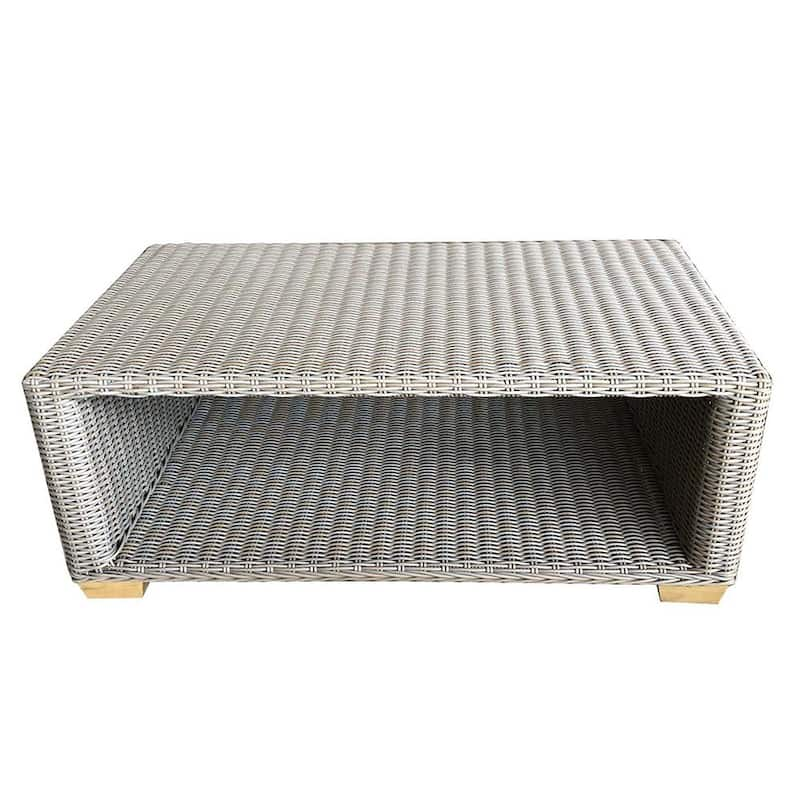 Outdoor Nautilus 27 in. Kubu Grey Standard Rectangular Wicker Coffee Table