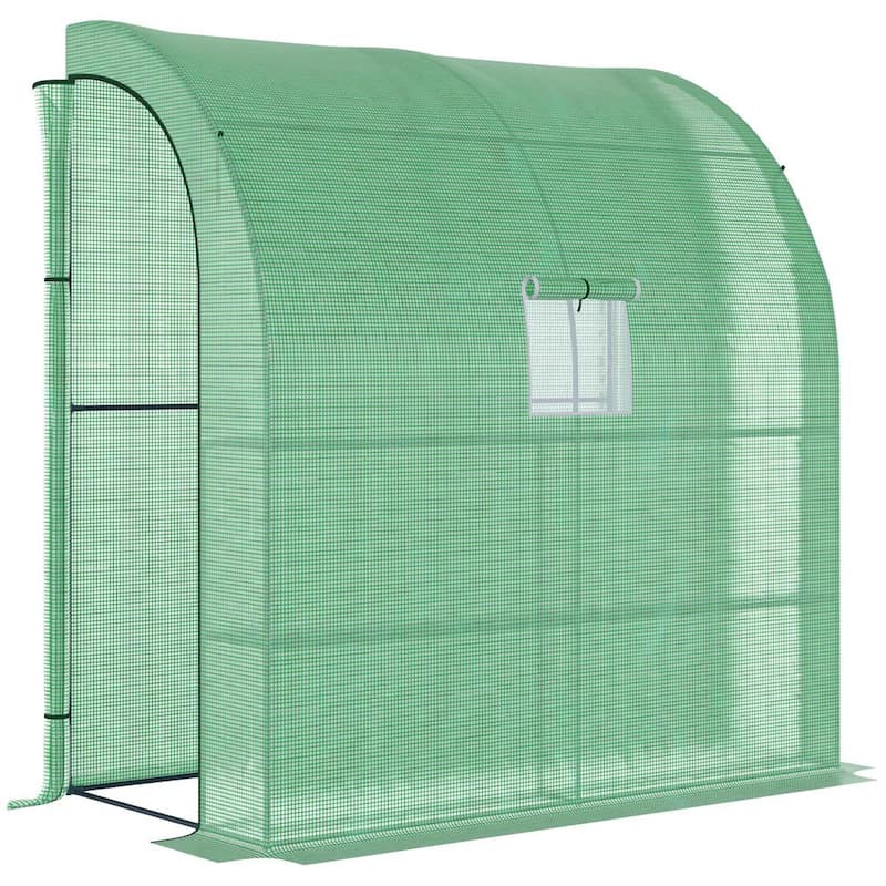 3 ft. W x 7 ft. D x 7 ft. H Steel Green Walk-In Greenhouse with Roll-up Windows and PE Cover