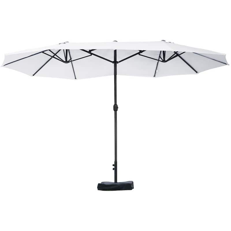 15 ft Steel Market Umbrella Patio Umbrella in Beige