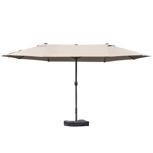 15 ft. Steel Market Umbrella Patio Umbrella in Brown