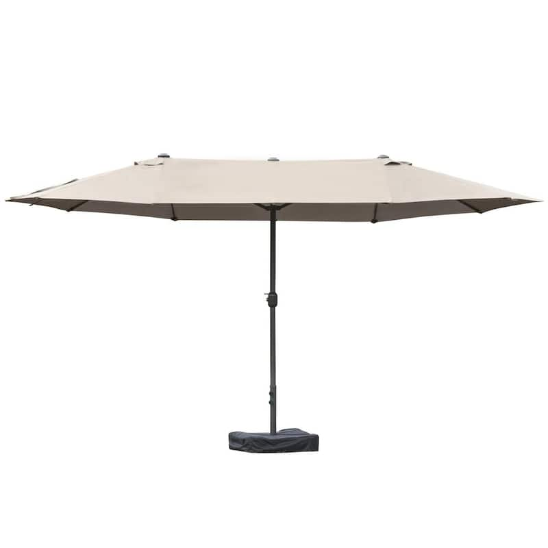 15 ft. Steel Market Umbrella Patio Umbrella in Brown