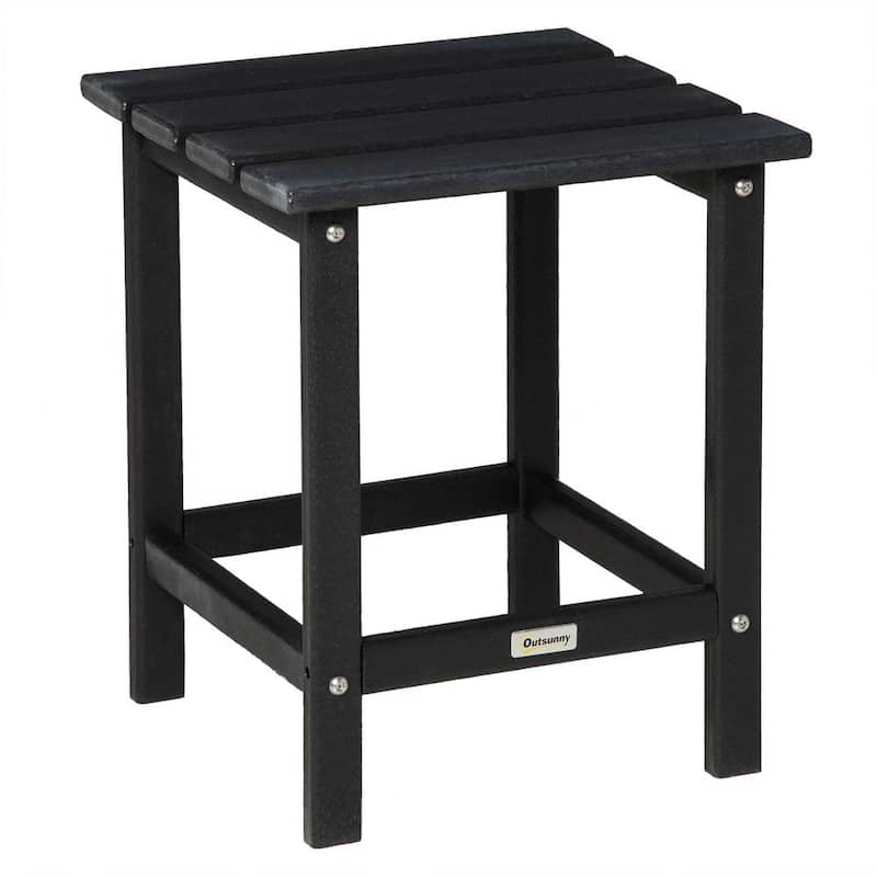 18 in. Black Square Plastic Outdoor Bistro Table for Adirondack Chair, Backyard or Lawn