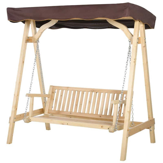 2-Person Natural Wood Patio Swing