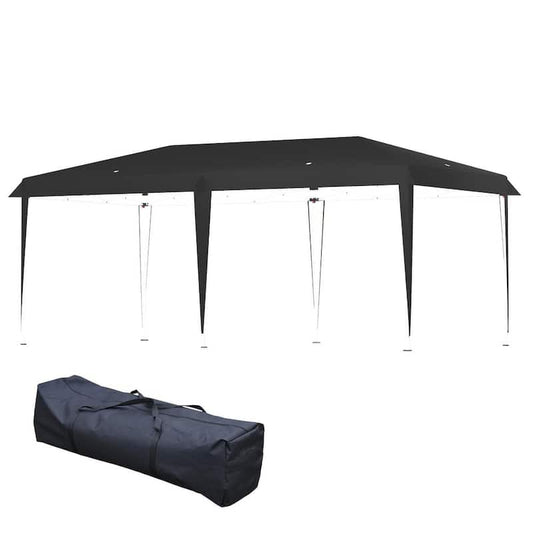 19 ft. x 10 ft. Heavy Duty Pop Up Black Canopy with Sturdy Frame, UV Fighting Roof, Carry Bag for Patio, Backyard