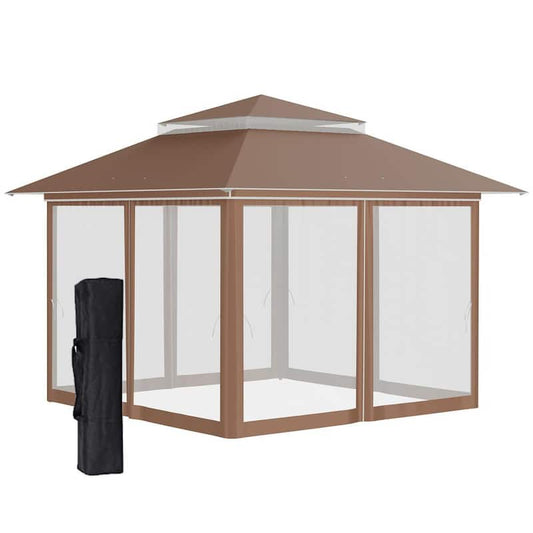 12 ft. x 12 ft. Beige Heavy Duty Pop Up Canopy with Center Lift Hook Design