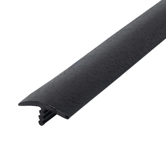 1-1/4 in. Black Leatherette Polyethylene Center Barb Hobbyist Pack Bumper Tee Moulding Edging 25 ft. Long Coil