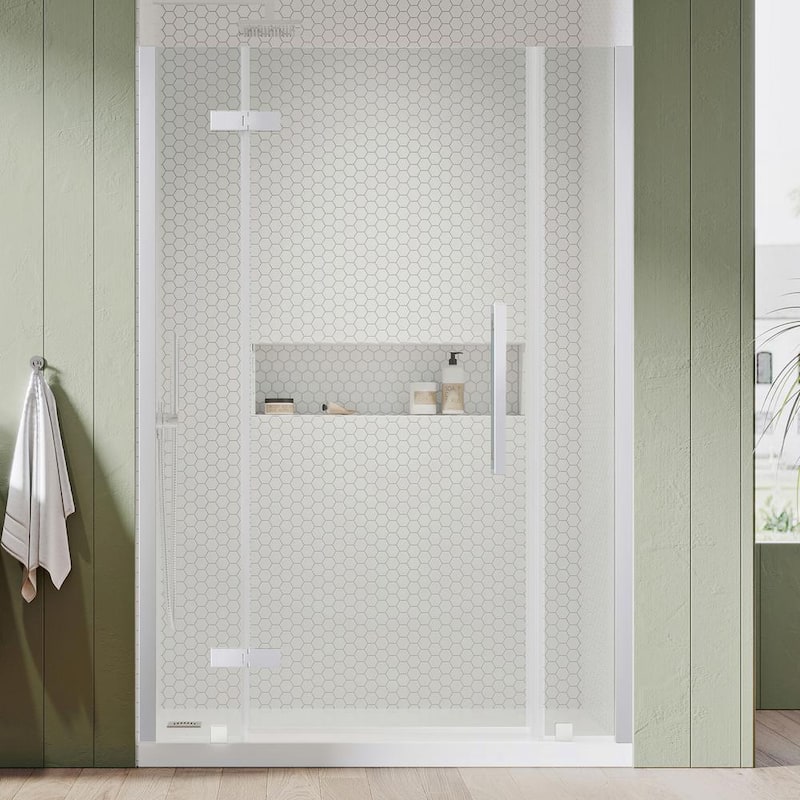 Tampa 54 1/16 in. W x 72 in. H Pivot Frameless Shower Door in Chrome