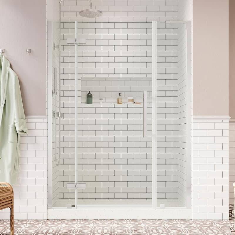 Tampa 58 1/16 in. W x 72 in. H Pivot Frameless Shower Door in Chrome