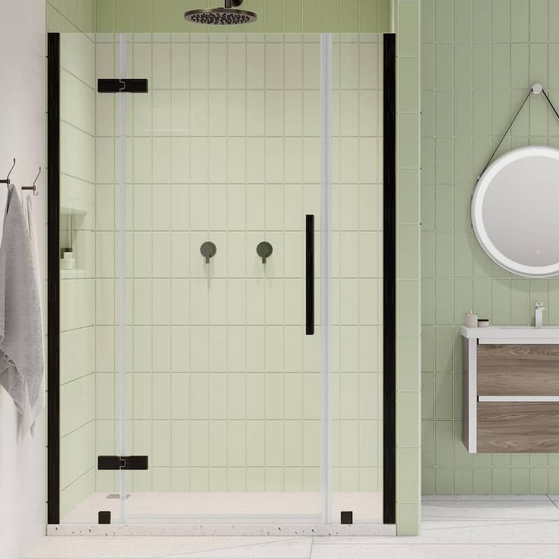 Tampa 48 1/16 in. W x 72 in. H Pivot Frameless Shower Door in Oil Rubbed Bronze