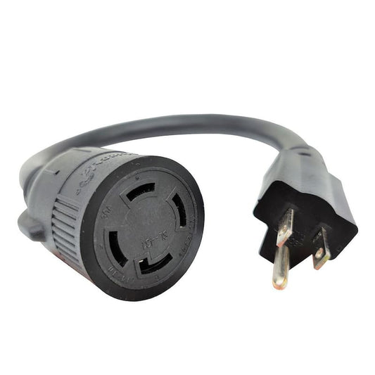 1.5 ft. 10/3 3-Wire Household 15 Amp 125-Volt NEMA 5-15P Plug to Generator 3-Prong Locking L14-30R Adapter Cord