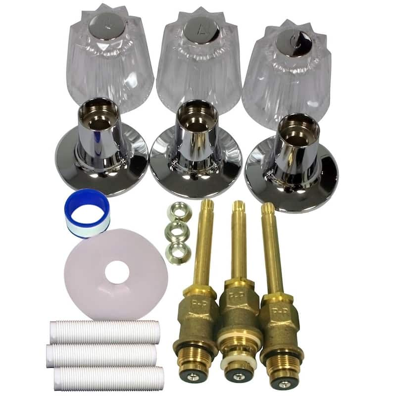 S10-220 Windsor 3-Handle Valve Rebuild Kit with Acrylic Handles for Tub and Shower Faucets