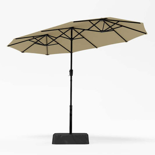 13 ft. Market No Weights Patio Umbrella 2-Side in Beige