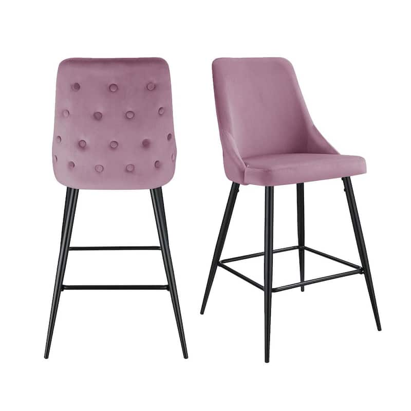 Ziva 27 in. Blush High Back Metal Bar Stool (Set of 2)