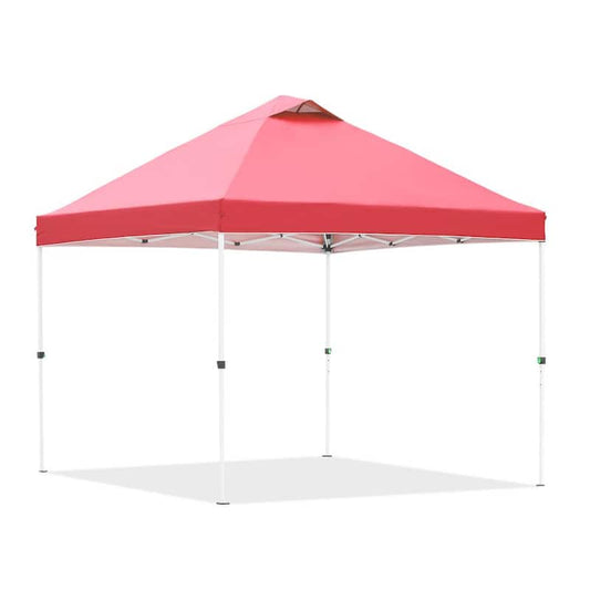 10 ft. x 10 ft. Red Folding Patio Canopy Tent Pop Up Instant Shelter