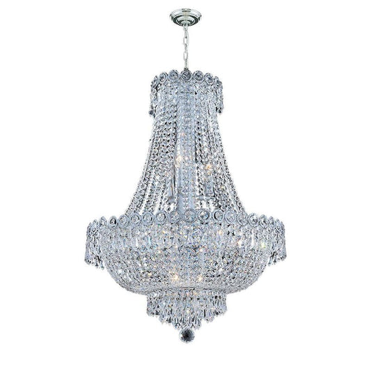 20 in. Silver 12-Light Luxury Raindrop Classic Empire Style Adjustable Chain Chandelier with Crystal Shade for Foyer