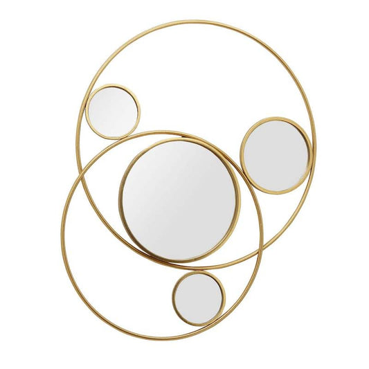 29.125 in. x 38 in. H W Irregular Gold Metal Frame Circle Modern Wall Accent Mirror