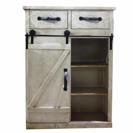 White MDF Accent Storage Cabinets with 2-Drawer