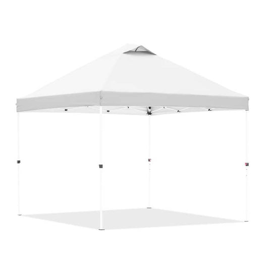 10 ft. x 10 ft. White Folding Patio Canopy Tent Pop Up Instant Shelter