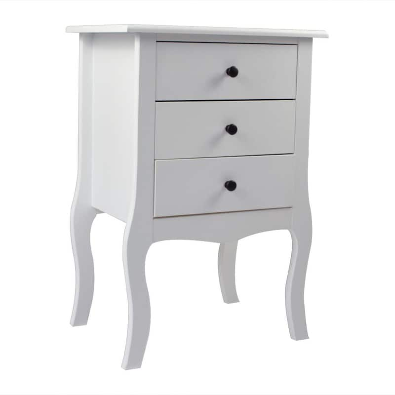 3-Drawer White Nightstand (27.5 in. H x 18.9 in. W x 13.3 in. D)