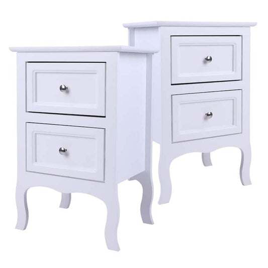 2-Piece 2-Drawer White Nightstand (15.7 in. W x 11.8 in. D x 23.6 in. H)